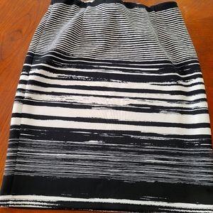 Black and White Striped Pencil Skirt